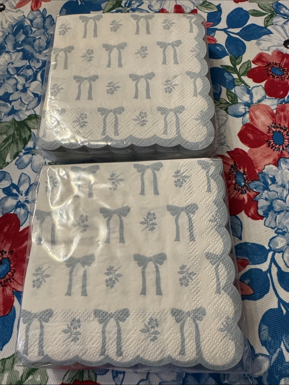 Gooseberry Moon New Blue Bow Pattern Paper Napkins - Set of 2 Packs 9x9